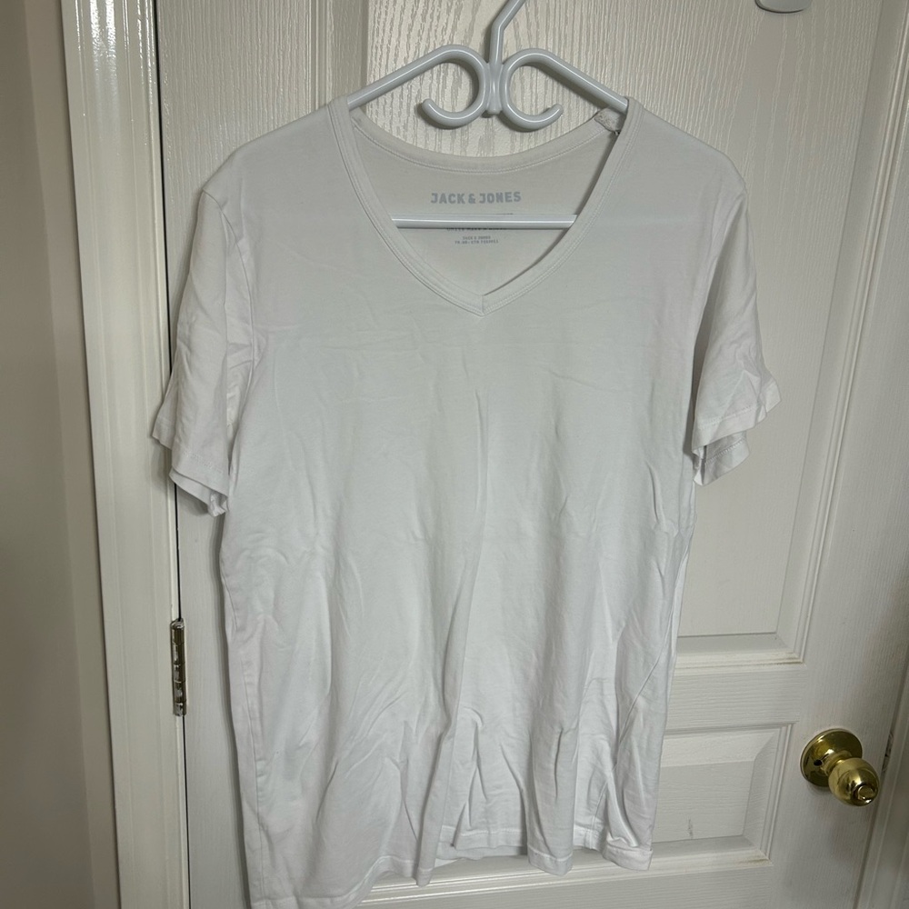 Jack & Jones White V-Neck Men's Shirt, Size XL
